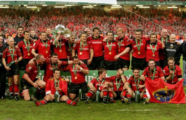 Munster players celebrate winning the Heineken European Cup Final