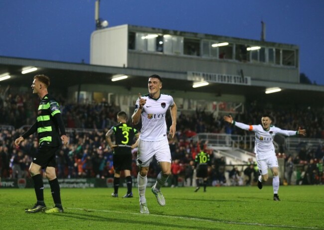 Ryan Delaney celebrates scoring their third goal