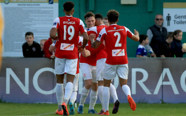 Mick Leahy celebrates scoring his side's second goal