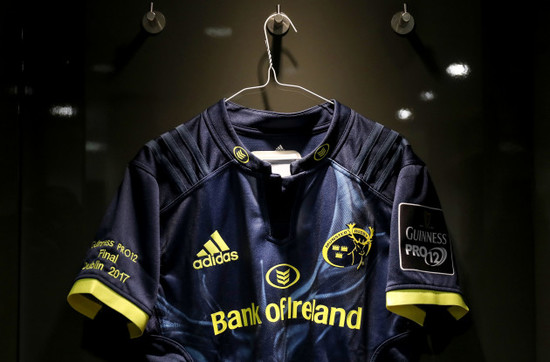 A view of a Munster jersey in the dressing room