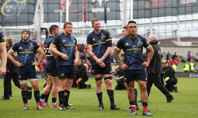 Duncan Williams, Stephen Archer, Donnacha Ryan and Francis Saili dejected after the game
