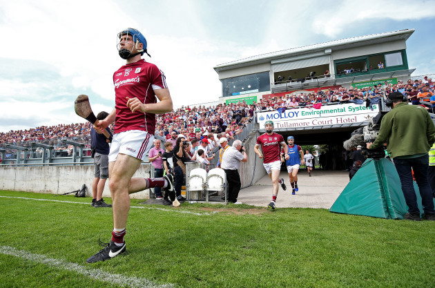 Galway make their way onto the pitch