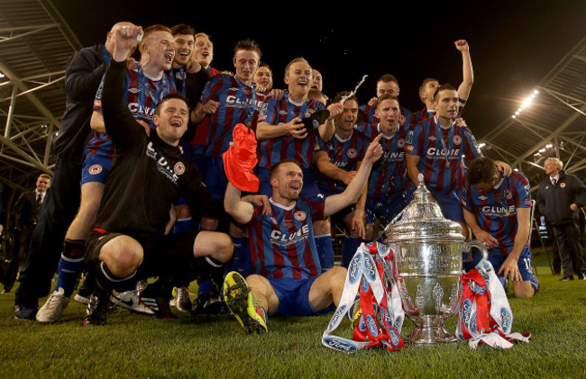 The Pat's team celebrate with the trophy