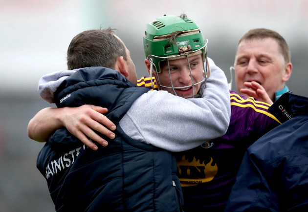 Davy Fitzgerald celebrates with Conor McDonald at the final whistle