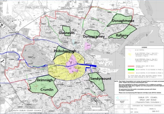 30kmh Phase Two areas in Green