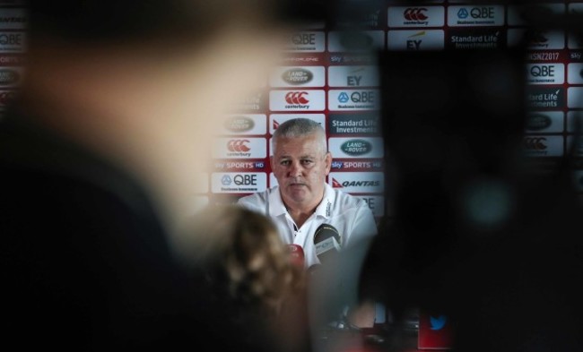 Head Coach Warren Gatland during the press conference