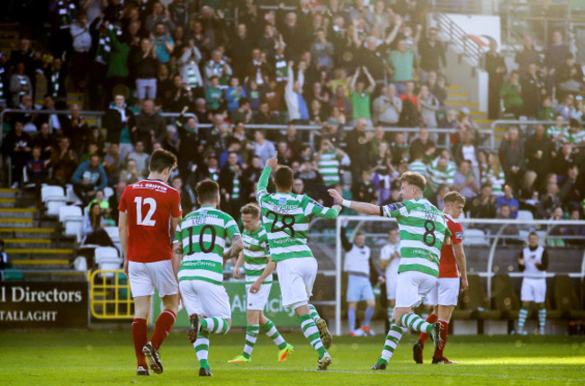 Graham Burke celebrates scoring a goal