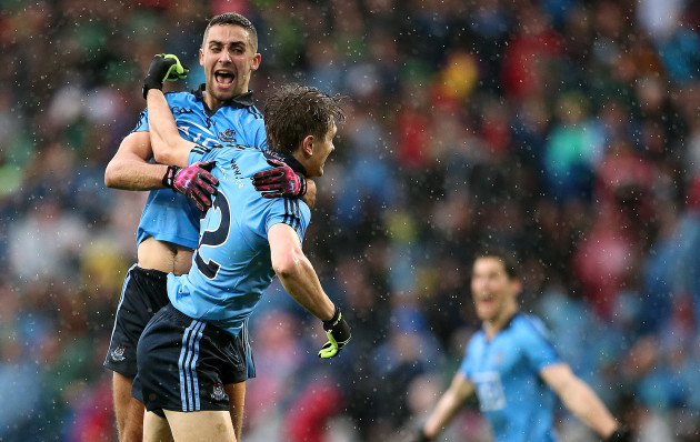 James McCarthy and Michael Fitzsimons celebrates at the final whistle