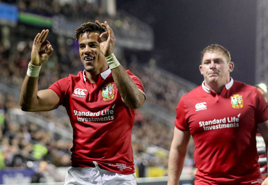 Anthony Watson celebrates scoring their first try