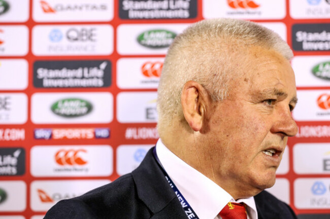 Warren Gatland is interviewed after the game