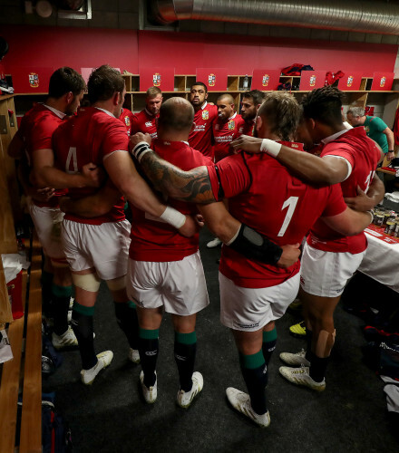 British  Irish Lions team huddle