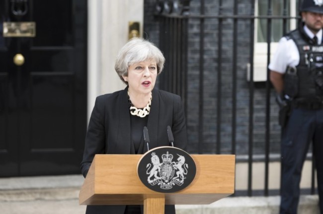 Theresa May, Prime Minister, gives a statement on Sunday morning after London Terror Attack. London, UK 04/06/2017