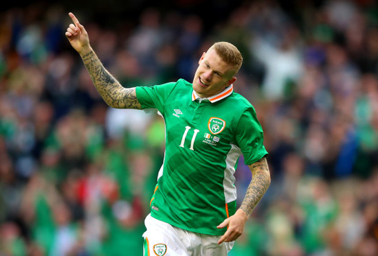 James McClean celebrates scoring his sides third goal