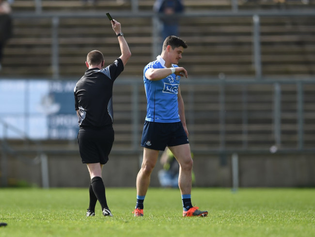 Diarmuid Connolly is shown a black card by Joe McQuillan