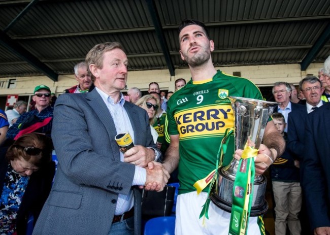 Enda Kenny congratulates Kerry captain Bryan Sheehan