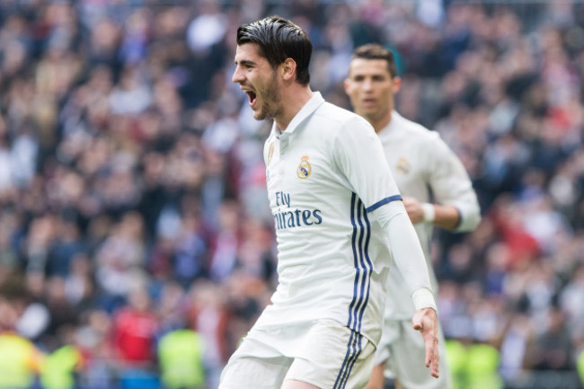 Spain: Match of La Liga between Real Madrid and RCE Espanyol at Santiago Bernabeu Stadium