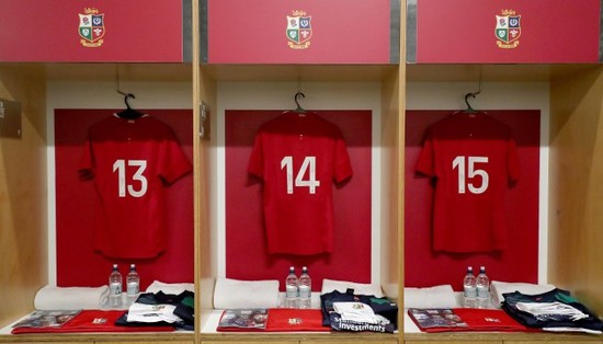 A view of jersey's in the changing room