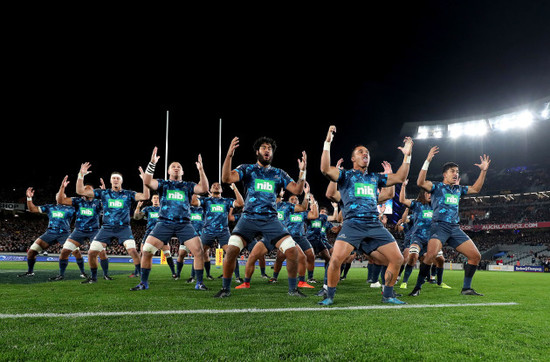 The Blues perform a haka before the game