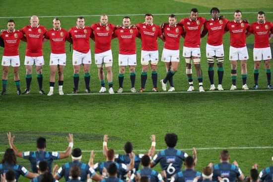 A view of the Lions team during the Blues Haka