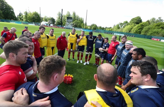 A team huddle during the training