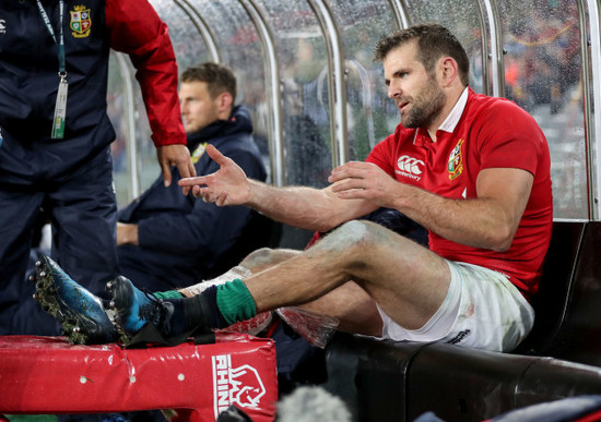 Jared Payne receives treatment after leaving the field with an injury