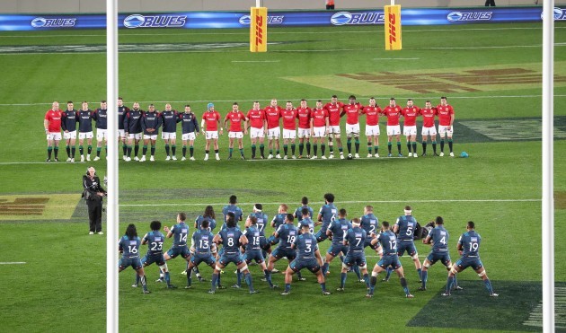 A view of the Lions team during the Blues Haka