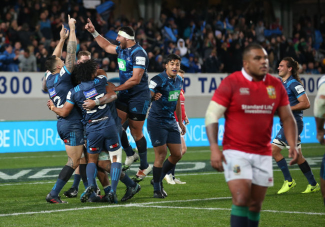 Blues players celebrate the final whistle