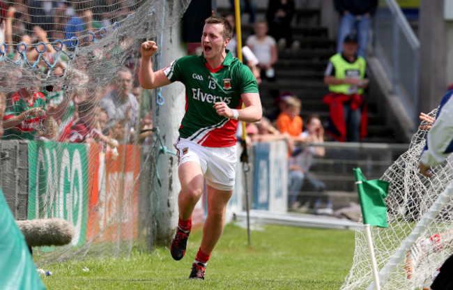 Cillian O'Connor celebrates setting up a goal for Lee Keegan