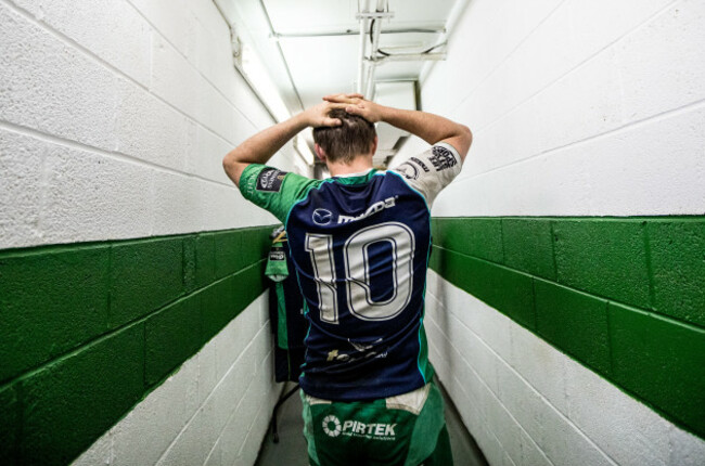 AJ MacGinty returns to the dressing room after the game