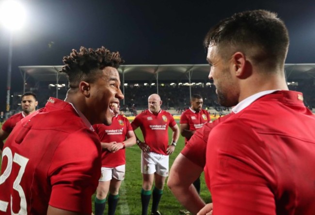 Anthony Watson and Conor Murray celebrate winning