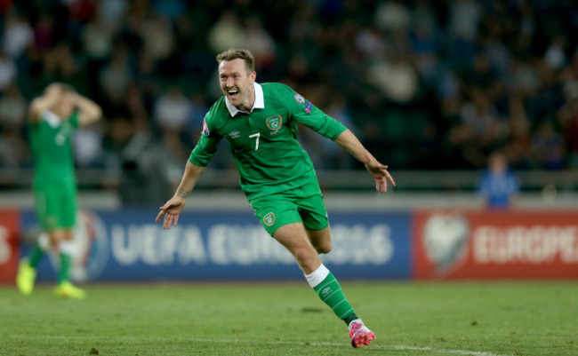 Aiden McGeady celebrates scoring his second goal of the game