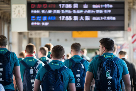 Ireland players arrive into Hamamatsu