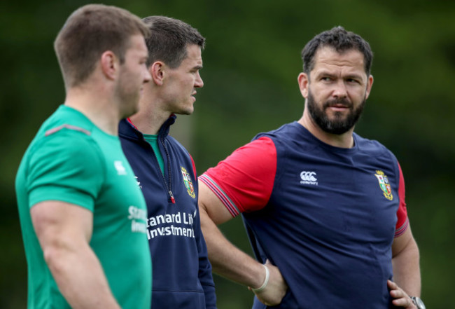 Sean O'Brien, Jonathan Sexton and defence coach Andy Farrell