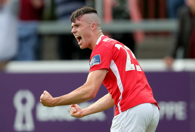 Alex OÕHanlon celebrates scoring a goal