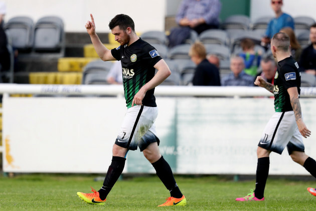 Ryan Brennan celebrates scoring his sides second goal