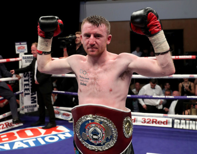 Paddy Barnes celebrates becoming the WBO European Flyweight Champion