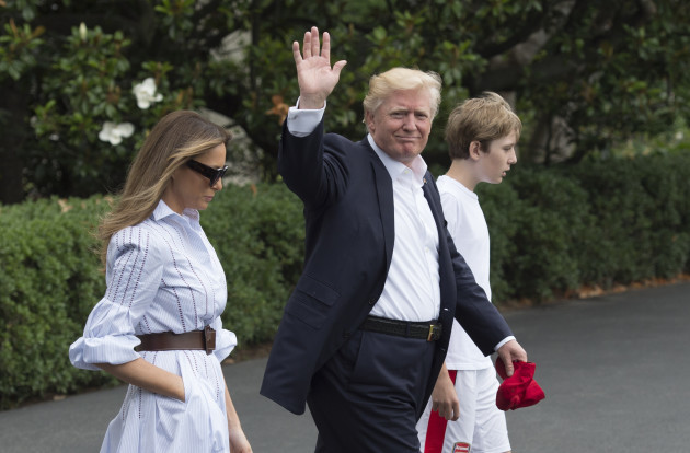 US President Donald J. Trump departs the White House for Camp David