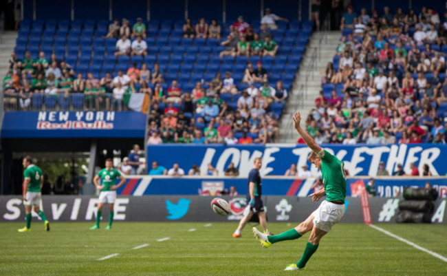 Garry Ringrose kicks a conversion