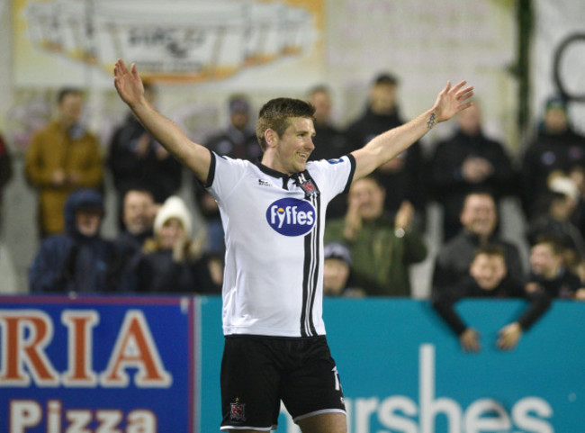 Patrick McEleney celebrates scoring his second goal