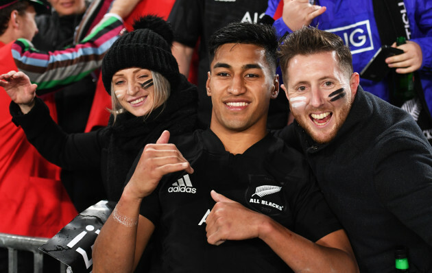 Rieko Ioane celebrates winning with fans