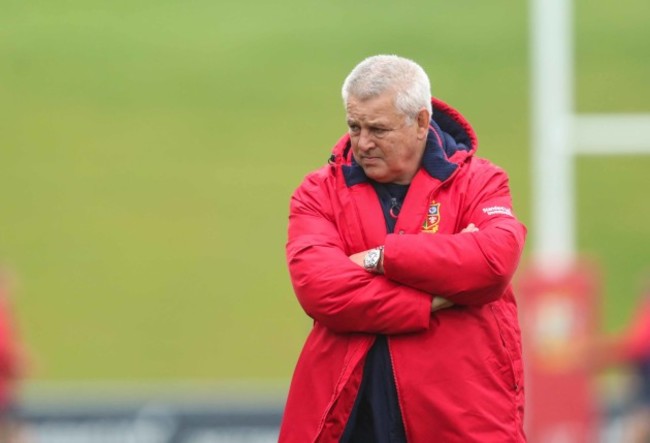 British and Irish Lions head coach Warren Gatland during the training