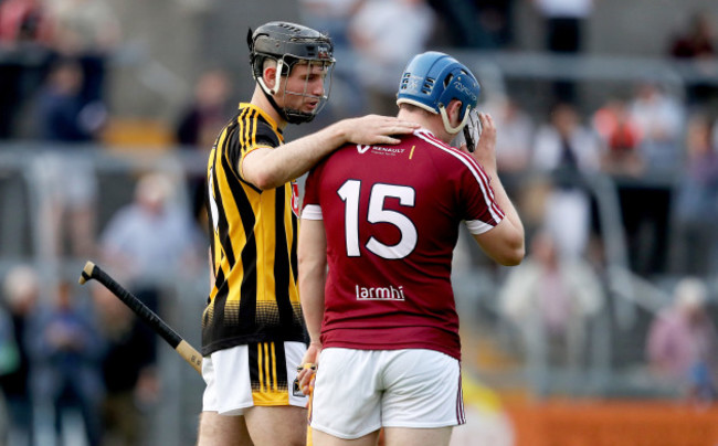 Ciaran Doyle is comforted by Jason Cleere after the game