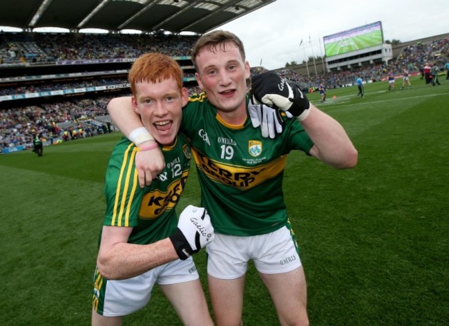 Brandon Barrett and Stephen O'Sullivan celebrate after the game