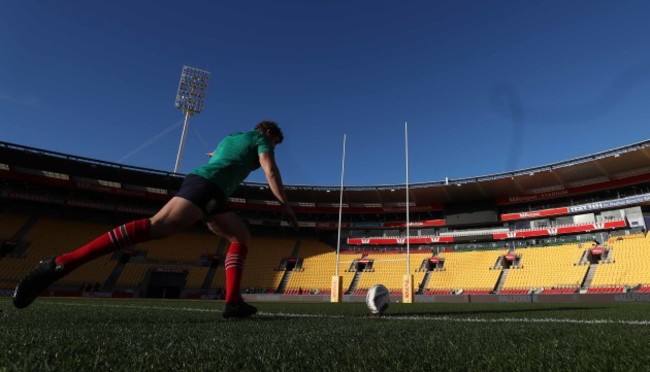 British and Irish Lions Leigh Halfpenny during the kicking practice