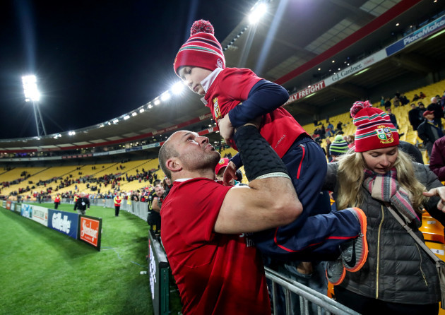 Rory Best with his son Ben after the game