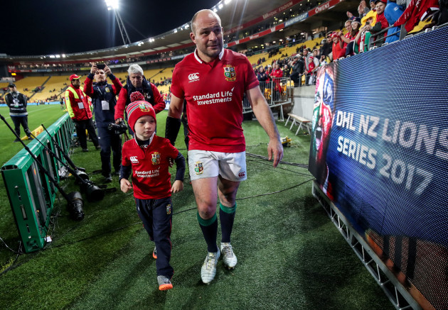 Rory Best with his son Ben after the game