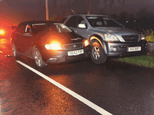 Two cars at scen