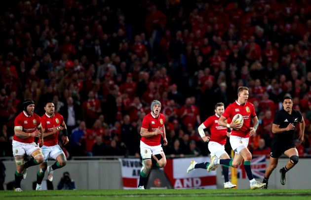 Liam Williams makes a break supported by Sean O’Brien, Ben Te’o, Jonathan Davies and Elliot Daly that lead to their opening try