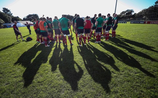 British and Irish Lions team huddle during the training