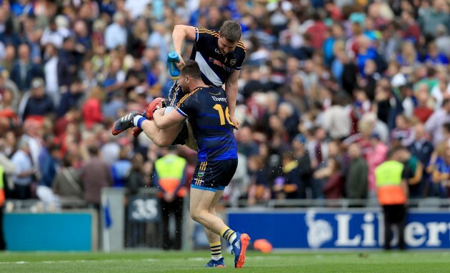 Darren Gleeson and Darragh Mooney celebrate at the final whistle